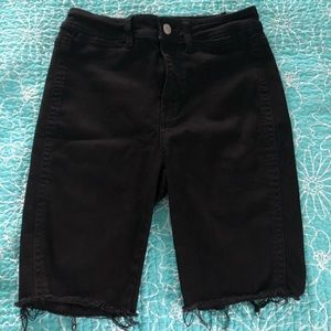 Free People Black Denim Bermuda Cutoff Shorts